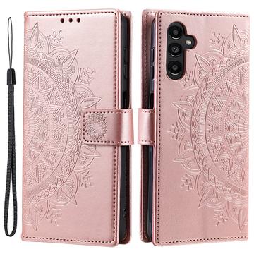 Custodia a portafoglio per Samsung Galaxy A55 serie Mandala - Rosa Oro
