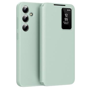 Custodia Flip Samsung Galaxy A55 Smart Clear View con slot per schede - Verde chiaro
