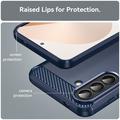 Custodia in TPU spazzolato per Samsung Galaxy A57 - Fibra di Carbonio - Blu