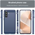 Custodia in TPU spazzolato per Samsung Galaxy A57 - Fibra di Carbonio - Blu