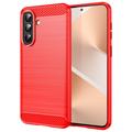 Custodia in TPU spazzolato per Samsung Galaxy A57 - Fibra di Carbonio - Rossa