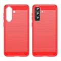 Custodia in TPU spazzolato per Samsung Galaxy A57 - Fibra di Carbonio - Rossa
