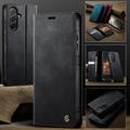 Custodia a portafoglio in pelle di vitello con blocco RFID Samsung Galaxy A57 Caseme 033 - Nera