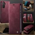 Custodia a portafoglio in pelle di vitello con blocco RFID Samsung Galaxy A57 Caseme 033 - Rossa