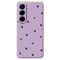 Custodia sottile in TPU con motivo a cuore per Samsung Galaxy A57 - Viola / Nera