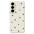 Custodia sottile in TPU con motivo a cuore per Samsung Galaxy A57 - Beige / Nera