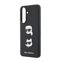 Custodia in silicone liquido Samsung Galaxy A57 Karl Lagerfeld Metal Karl and Choupette - Nera