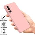Custodia in silicone liquido con cinghia a mano per Samsung Galaxy A57 - Rosa
