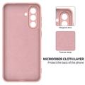 Custodia in silicone liquido con cinghia a mano per Samsung Galaxy A57 - Rosa