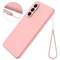 Custodia in silicone liquido con cinghia a mano per Samsung Galaxy A57 - Rosa