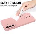 Custodia in silicone liquido con cinghia a mano per Samsung Galaxy A57 - Rosa