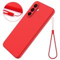 Custodia in silicone liquido con cinghia a mano per Samsung Galaxy A57 - Rossa