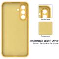 Custodia in silicone liquido con cinghia a mano per Samsung Galaxy A57 - Gialla