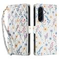 Custodia a portafoglio floreale rombica per Samsung Galaxy A57 - Fiori colorati