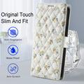 Custodia a portafoglio floreale rombica per Samsung Galaxy A57