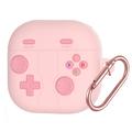 Custodia in silicone Retro Gamepad per Samsung Galaxy Buds 4/4 Pro con moschettone - Rosa
