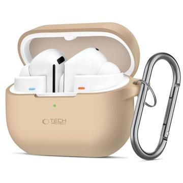 Custodia con gancio in silicone Samsung Galaxy Buds3/Buds3 Pro/Buds3 FE Tech-Protect - Caffè latte