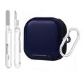 Samsung Galaxy Buds4/Buds4 Pro Custodia elegante con moschettone e pennelli per la pulizia - Blu