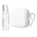 Samsung Galaxy Buds4/Buds4 Pro Custodia elegante con moschettone e pennelli per la pulizia - Bianco