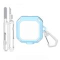 Custodia resistente per Samsung Galaxy Buds4/Buds4 Pro con moschettone e pennelli per la pulizia - Blu / Bianco