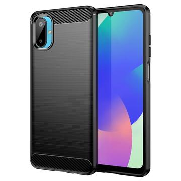 Custodia in TPU spazzolato per Samsung Galaxy M06/F06 5G - Fibra di Carbonio - Nera