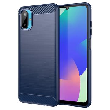Custodia in TPU spazzolato per Samsung Galaxy M06/F06 - Fibra di Carbonio - Blu