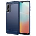 Custodia in TPU spazzolato per Samsung Galaxy M16/F36 - Fibra di Carbonio - Blu