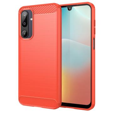 Custodia in TPU spazzolato per Samsung Galaxy M16 - Fibra di Carbonio - Rossa