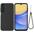 Custodia in silicone liquido con cinghia a mano per Samsung Galaxy M16/F16 - Nera