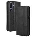 Custodia a Portafoglio con Chiusura Magnetica Retro per Samsung Galaxy M36 - Nera