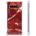 Custodia ibrida per Samsung Galaxy S10 - Marmo rosso