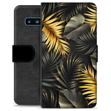 Custodia a Portafoglio Premium per Samsung Galaxy S10+ - Foglie d\'oro