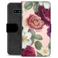 Custodia a Portafoglio Premium per Samsung Galaxy S10+ - Fiori Romantici