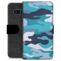 Custodia a Portafoglio Premium per Samsung Galaxy S10 - Blu Mimetico