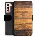 Custodia a Portafoglio Premium per Samsung Galaxy S21 5G - Legno