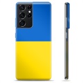 Custodia in TPU per Samsung Galaxy S21 Ultra 5G con bandiera ucraina - gialla e azzurra