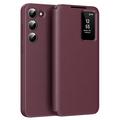 Custodia Samsung Galaxy S22 5G Smart Clear View con slot per schede - Rosso vino