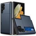 Samsung Galaxy S22 Ultra 5G Hybrid Case with Sliding Card Slot - Dark Blue