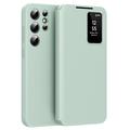 Custodia Flip Samsung Galaxy S22 Ultra 5G Smart Clear View con slot per schede - Verde chiaro