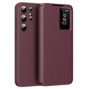 Custodia Samsung Galaxy S22 Ultra 5G Smart Clear View con slot per schede - Rosso vino