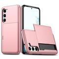 Samsung Galaxy S23 5G Hybrid Case with Sliding Card Slot - Rose Gold