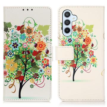 Custodia a Portafoglio Serie Glam per Samsung Galaxy S23 FE - Albero in Fiore / Colori Vivaci