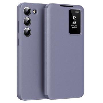 Custodia Samsung Galaxy S23 Smart Clear View con slot per schede - Grigio Viola