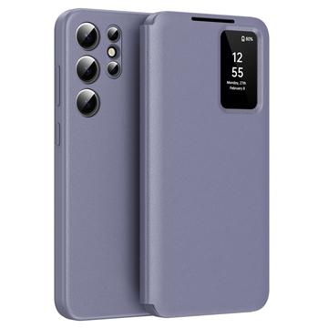 Custodia Samsung Galaxy S23 Ultra Smart Clear View con slot per schede - Grigio Viola