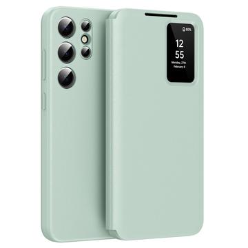 Custodia Flip Samsung Galaxy S23 Ultra Smart Clear View con slot per schede - Verde chiaro