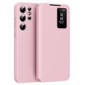 Custodia Samsung Galaxy S23 Ultra Smart Clear View con slot per schede - Rosa
