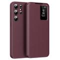 Custodia Samsung Galaxy S23 Ultra Smart Clear View con slot per schede - Rosso vino