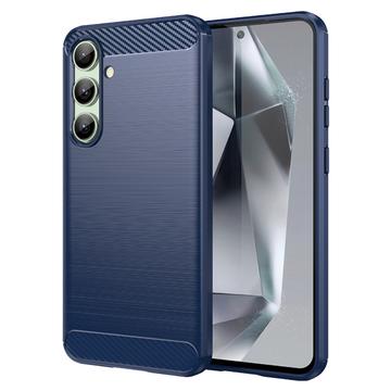 Custodia in TPU Spazzolato per Samsung Galaxy S24 FE - Fibra di Carbonio - Blu