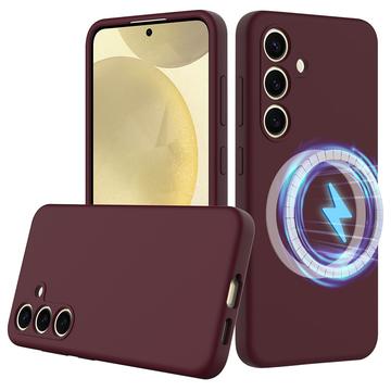 Custodia in silicone liquido per Samsung Galaxy S24 FE - compatibile con MagSafe - Vino Rosso