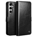 Custodia in pelle a portafoglio Samsung Galaxy S24 FE Qialino Classic - nera